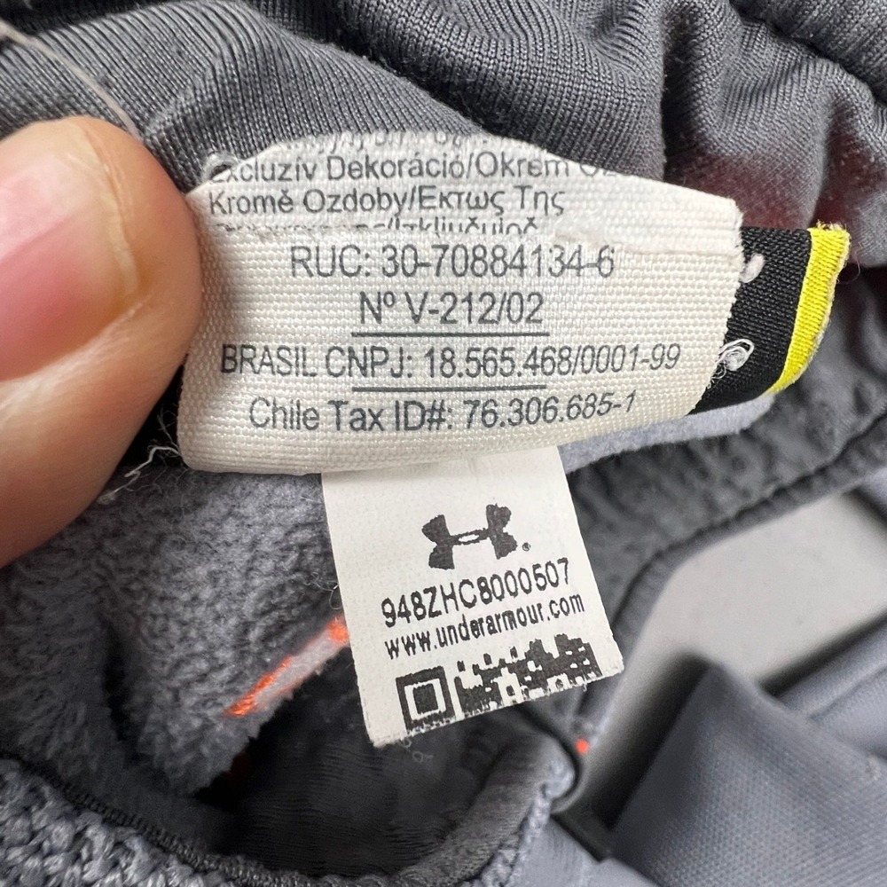 Under Armour Quarter Zip Pullover Mens 2XL Grey Orange Athletic Fleece Gym Top - Picture 7 of 15